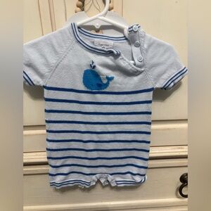 Angel dear blue stripped whale onsie 3-6 months